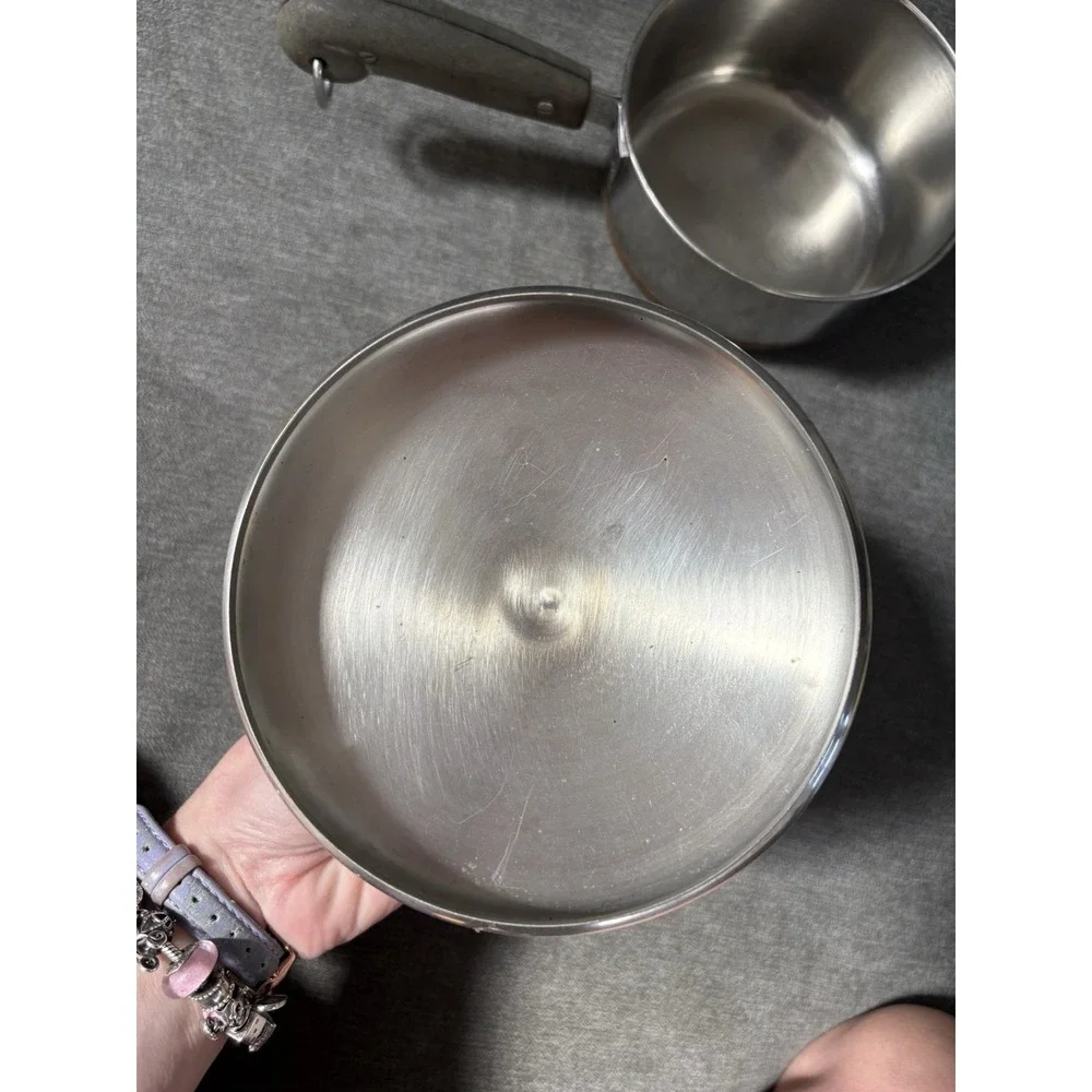 Revere Ware 1 Quart 4 Cups 1801 Copper Bottom Stainless Sauce Pan Pot W/ Lid